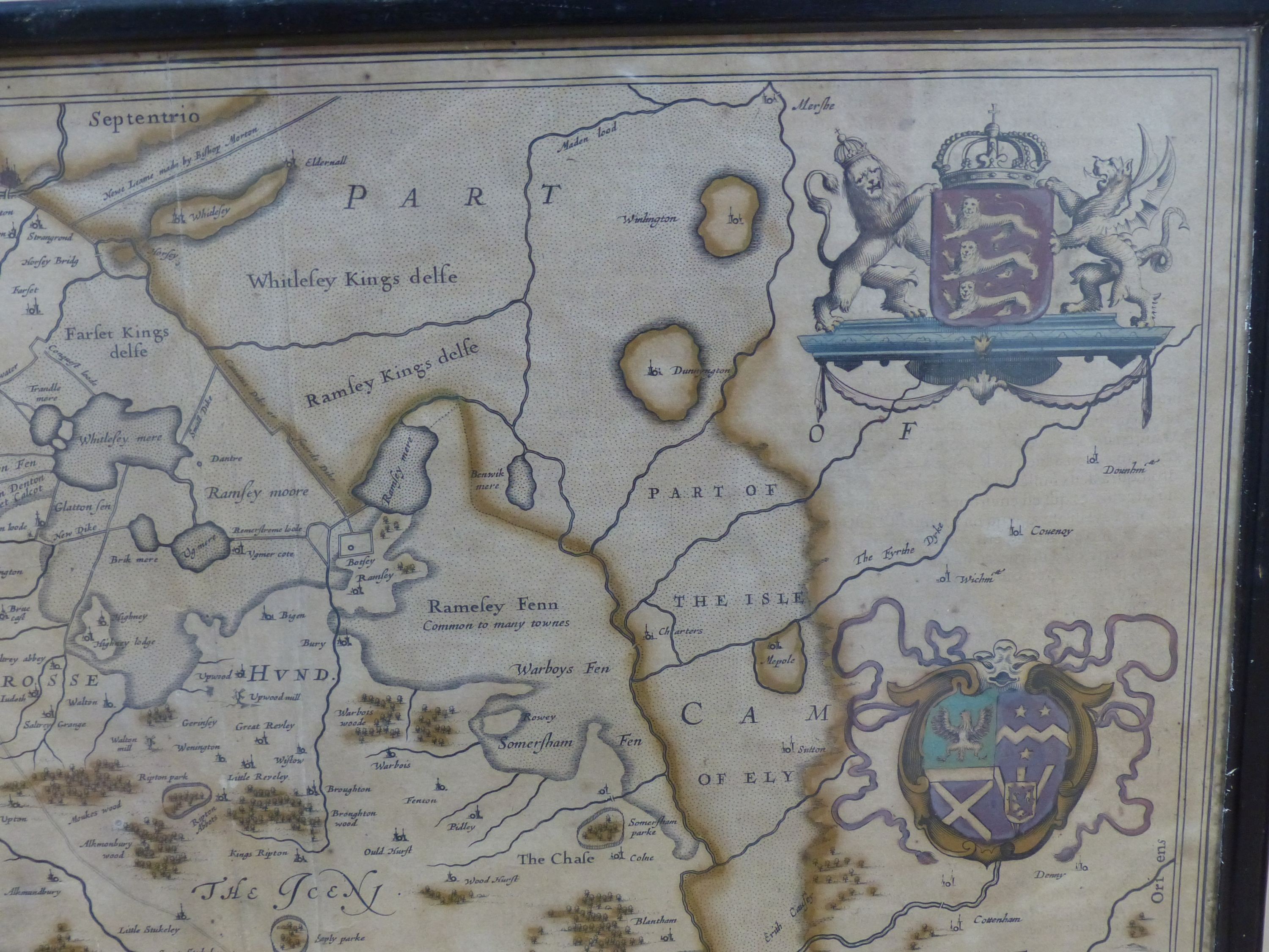 Blaeu, coloured engraving, Map of Huntingdonensis, c1700, 40 x 50cm